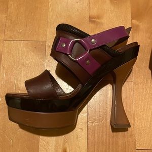 Authentic Marni sandals. Black, brown and purple leather
